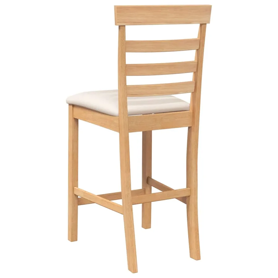 Tabourets de bar avec coussins 2pcs naturel bois massif d'hévéa - 7