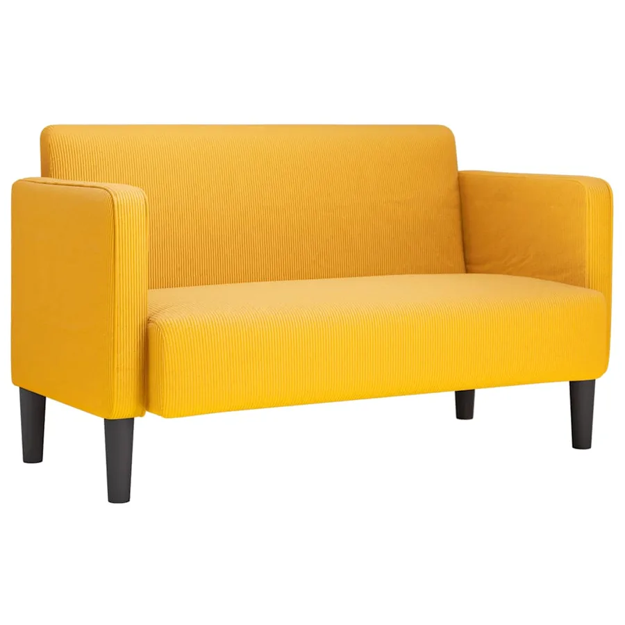 Canapé causeuse jaune clair 109 cm tissu velours côtelé - 2