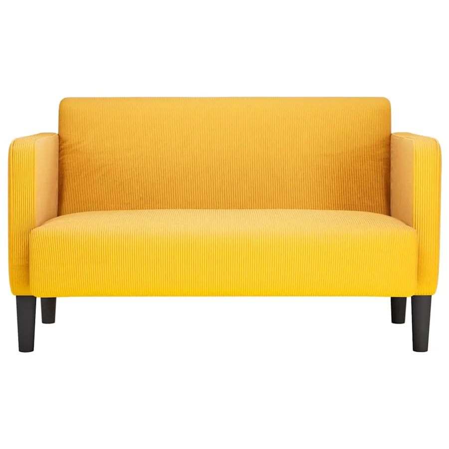 Canapé causeuse jaune clair 109 cm tissu velours côtelé - 3