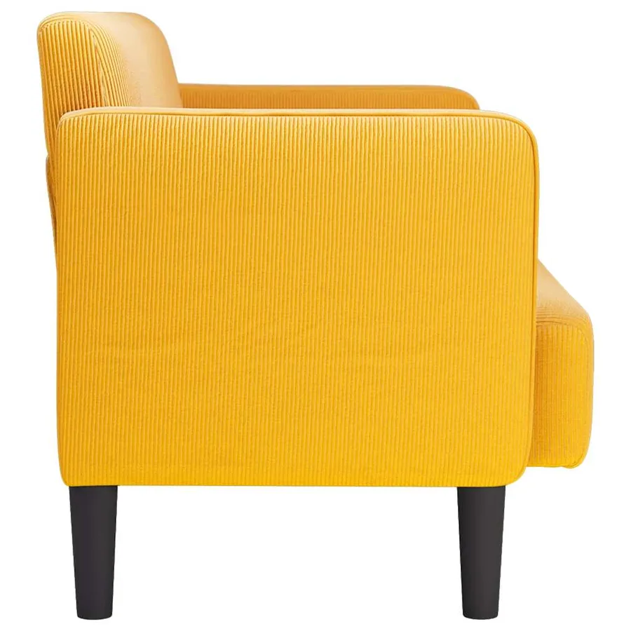 Canapé causeuse jaune clair 109 cm tissu velours côtelé - 4