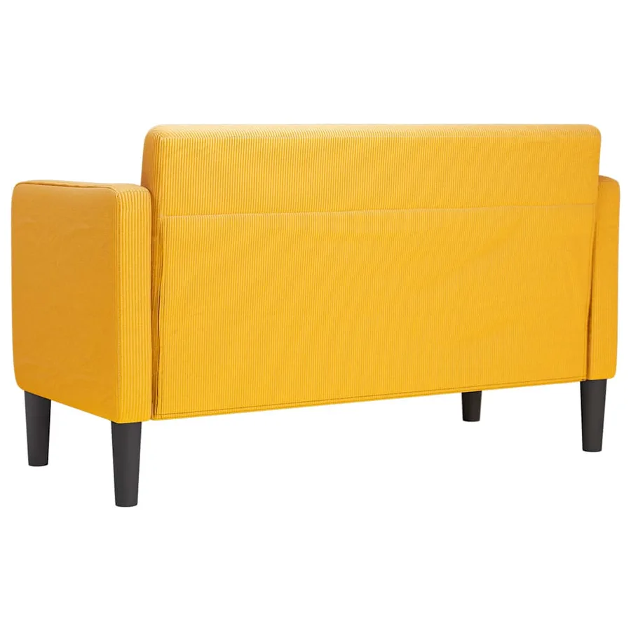 Canapé causeuse jaune clair 109 cm tissu velours côtelé - 5