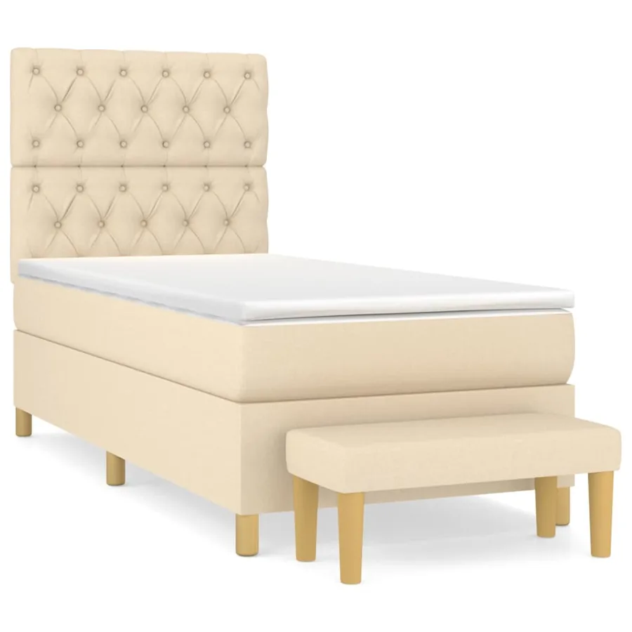 Sommier à lattes de lit avec matelas Crème 80x200 cm Tissu - 2