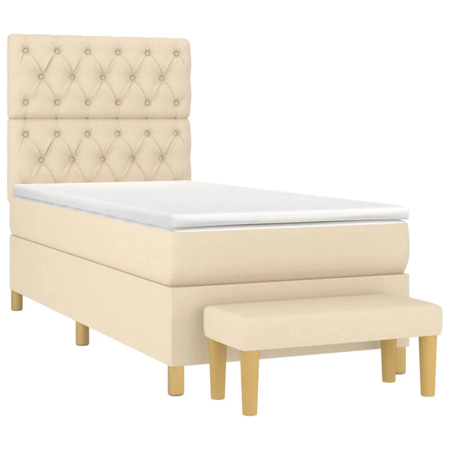 Sommier à lattes de lit avec matelas Crème 80x200 cm Tissu - 3
