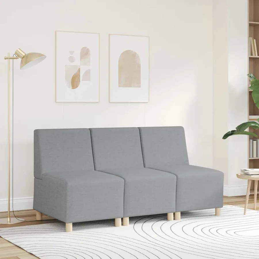 Canapé modulaire sans accoudoirs Gris clair 55 cm Tissu - 3