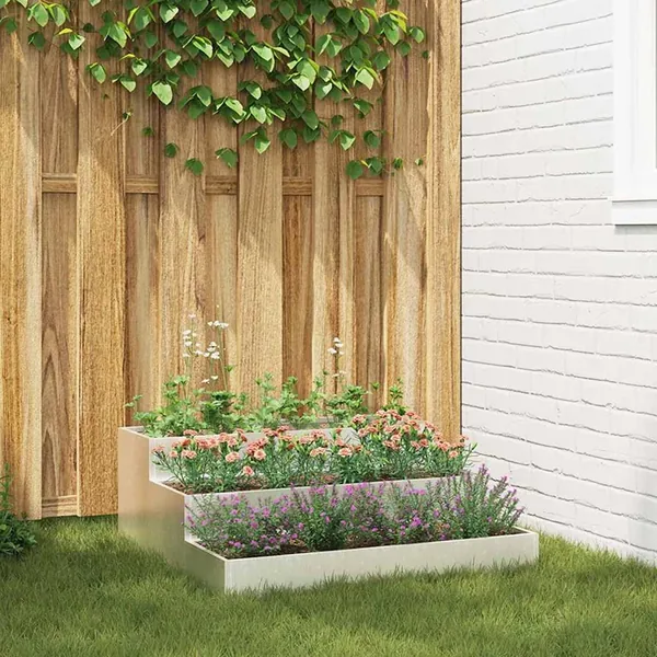 Cache-pot de jardin Argent 90 x 90 x 35 cm Acier inoxydable