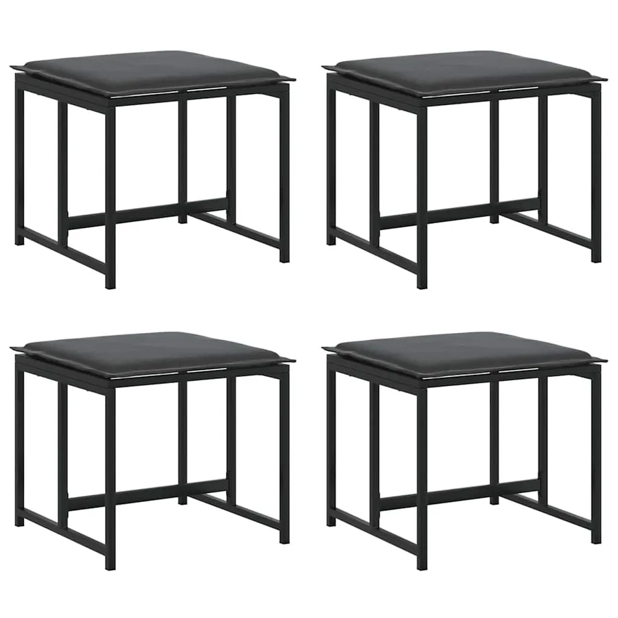 Ensemble de salle à manger pour jardin 9 pcs Noir Acier - 5