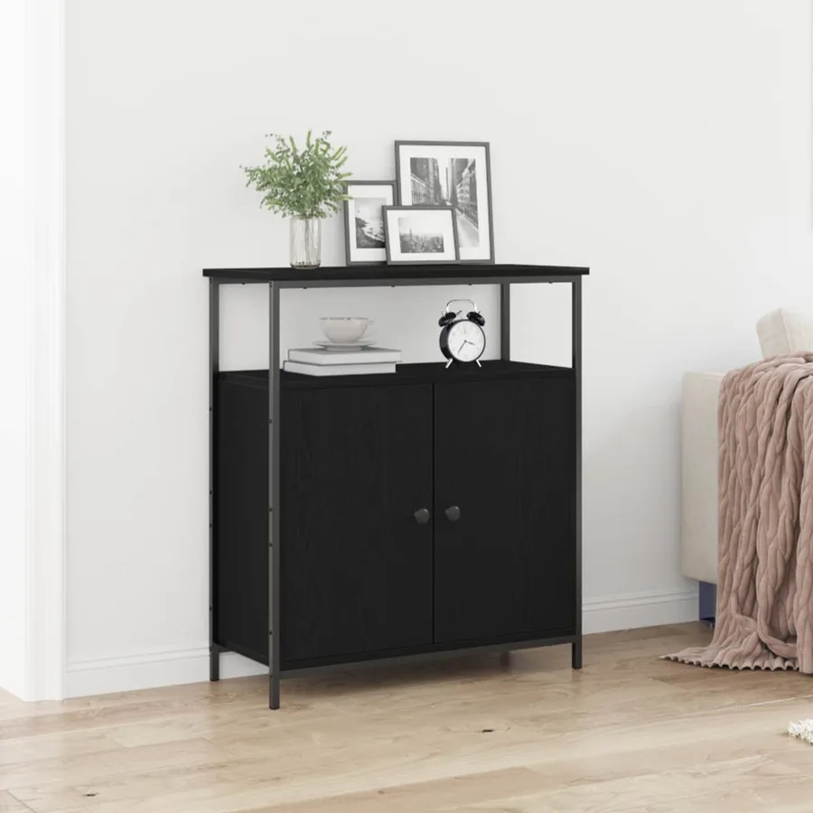 Buffet Chêne noir 70 x 30 x 80 cm Bois d'ingénierie