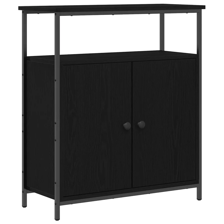 Buffet Chêne noir 70 x 30 x 80 cm Bois d'ingénierie - 2