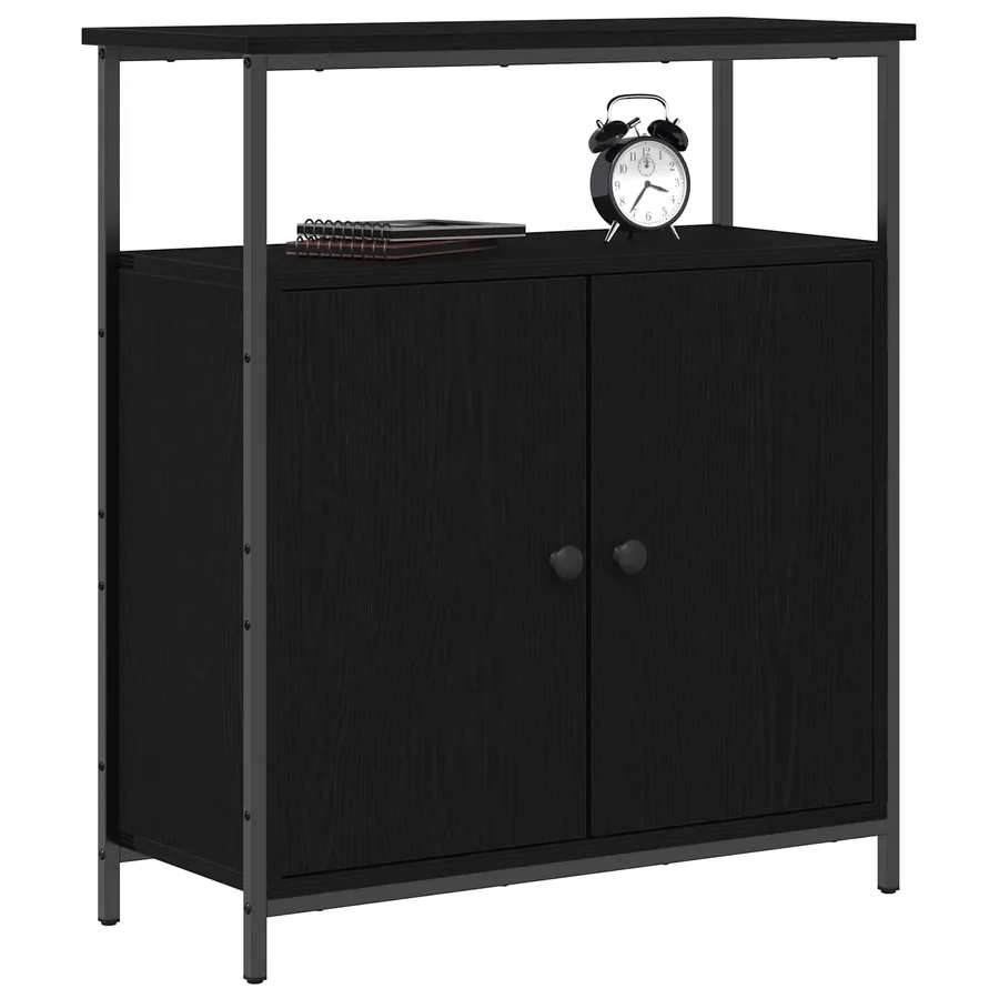 Buffet Chêne noir 70 x 30 x 80 cm Bois d'ingénierie - 3