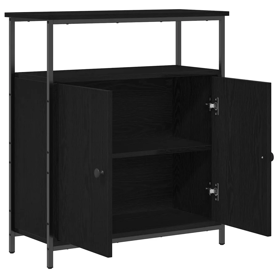 Buffet Chêne noir 70 x 30 x 80 cm Bois d'ingénierie - 5