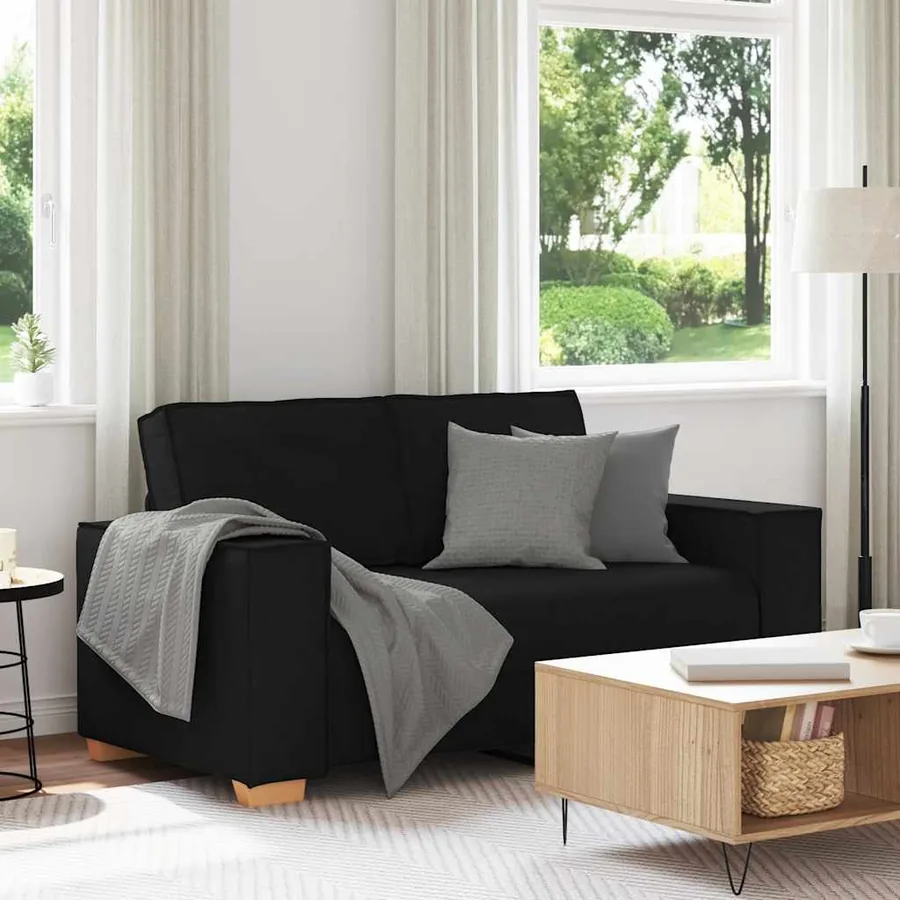 Canapé 2 places Noir 160x78x84 cm Tissu
