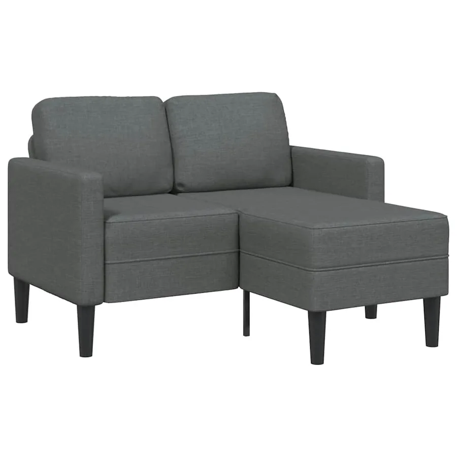 Canapé 2 places avec méridienne en L Gris foncé 125 cm Tissu