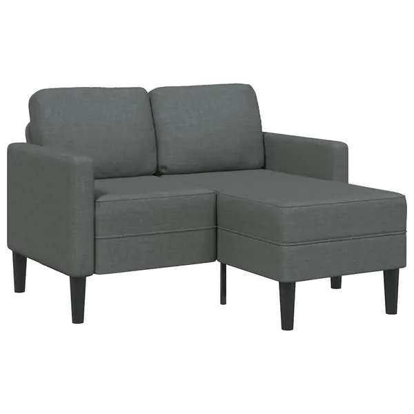 Canapé 2 places avec méridienne en L Gris foncé 125 cm Tissu