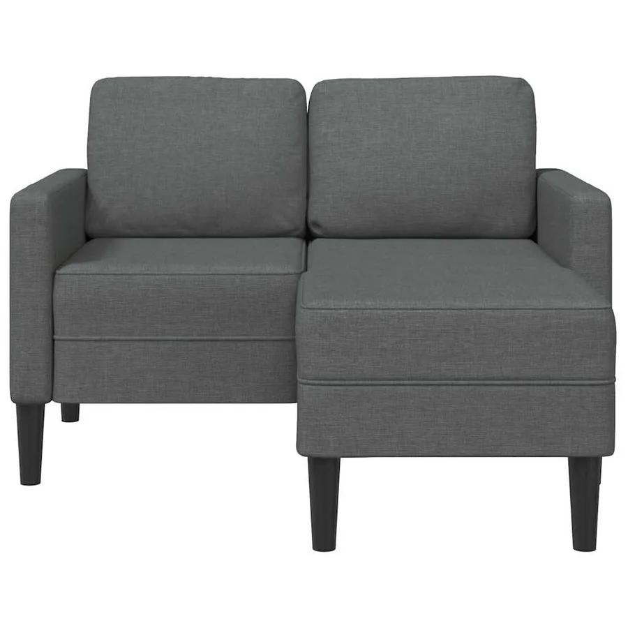 Canapé 2 places avec méridienne en L Gris foncé 125 cm Tissu - 3