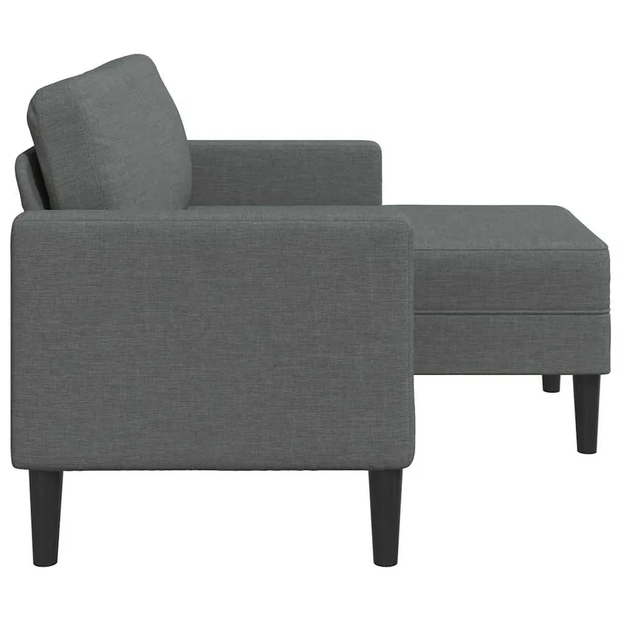 Canapé 2 places avec méridienne en L Gris foncé 125 cm Tissu - 4