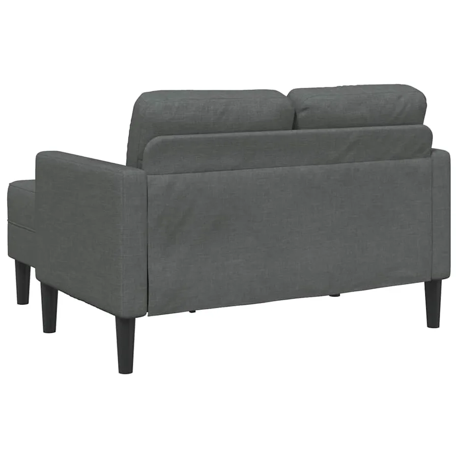 Canapé 2 places avec méridienne en L Gris foncé 125 cm Tissu - 5