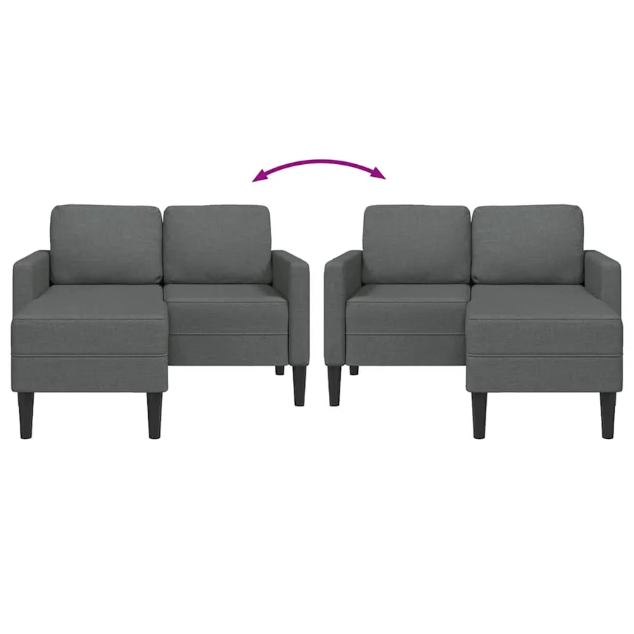 Canapé 2 places avec méridienne en L Gris foncé 125 cm Tissu - 6