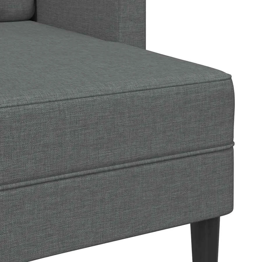 Canapé 2 places avec méridienne en L Gris foncé 125 cm Tissu - 7
