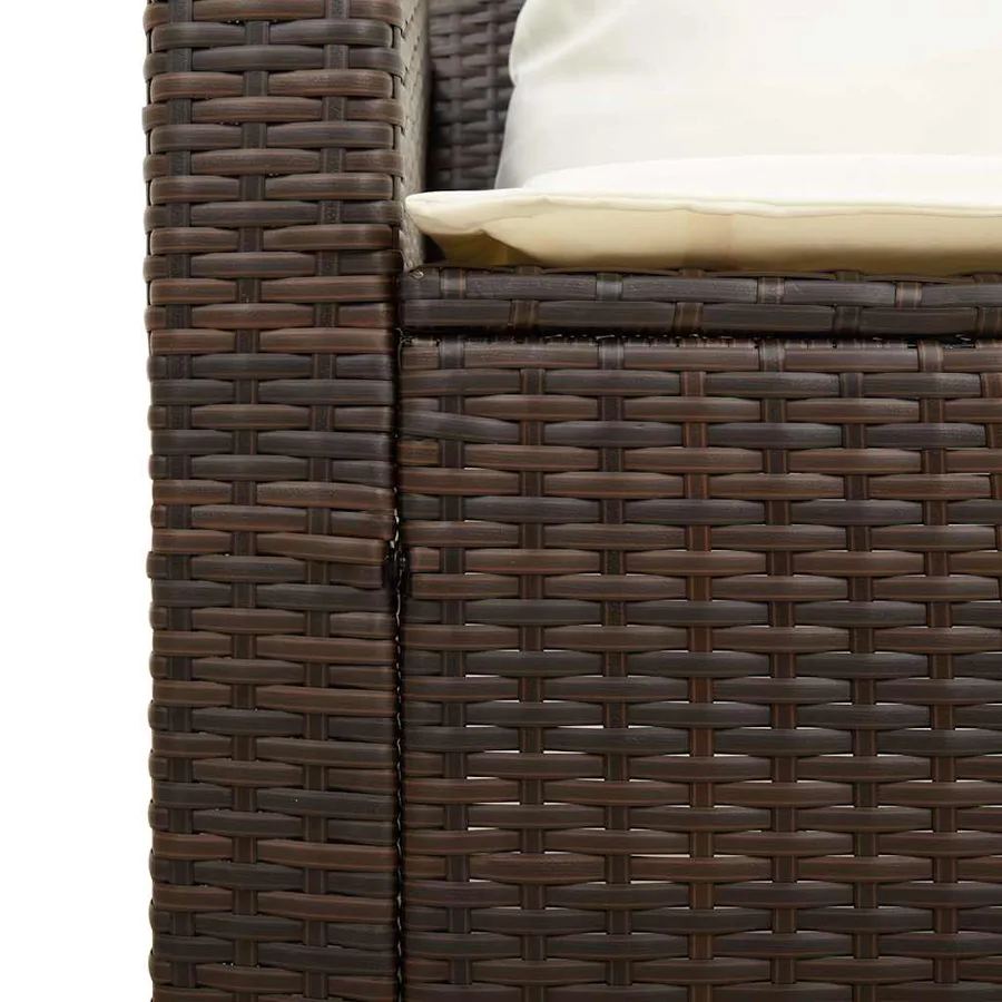 Salon de jardin 5 pcs avec coussins empilable marron polyrotin - 10