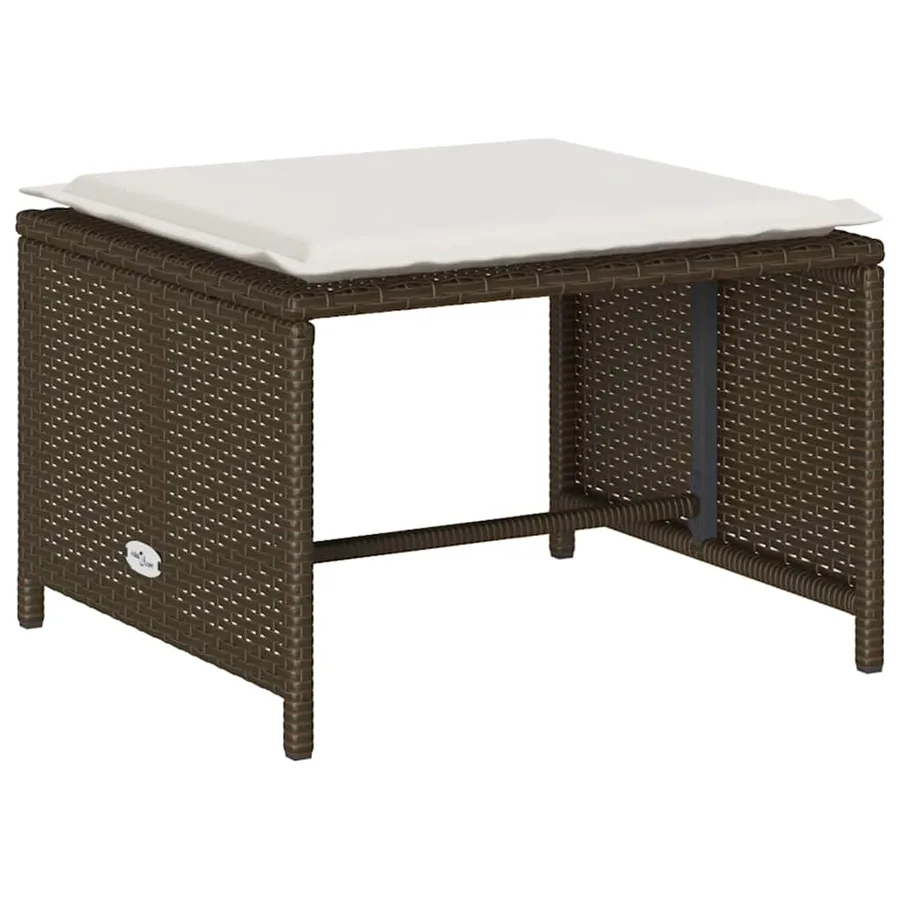 Salon de jardin 5 pcs avec coussins empilable marron polyrotin - 7