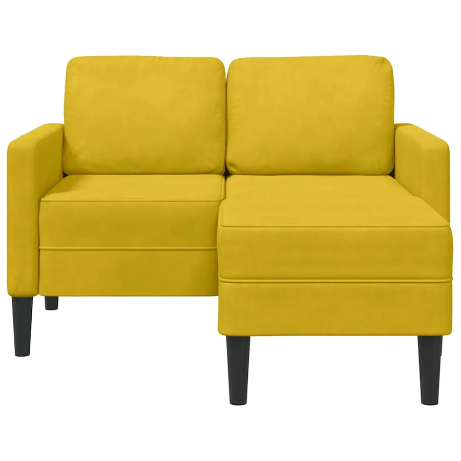 Canapé 2 places avec méridienne en L jaune 125 cm velours - 4