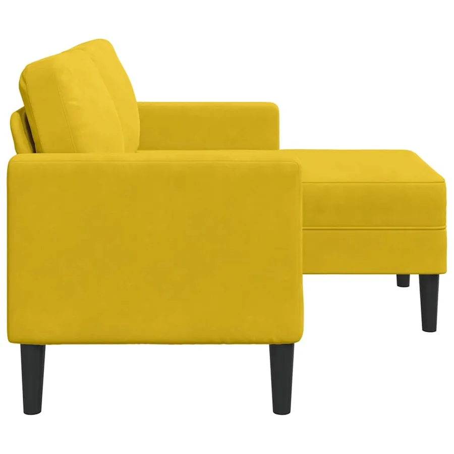 Canapé 2 places avec méridienne en L jaune 125 cm velours - 5