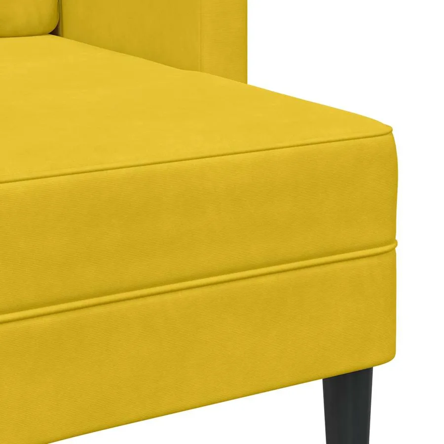 Canapé 2 places avec méridienne en L jaune 125 cm velours - 8
