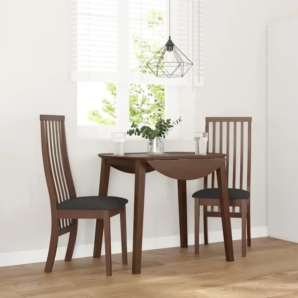 Chaises à manger coussins 2 pcs marron bois massif caoutchouc