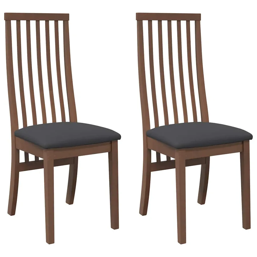 Chaises à manger coussins 2 pcs marron bois massif caoutchouc - 2