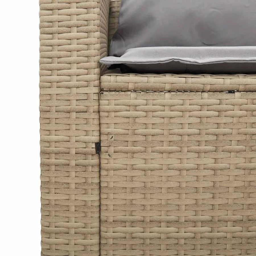 Salon de jardin 5 pcs avec coussins empilable beige polyrotin - 10
