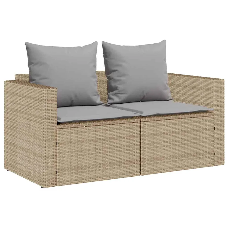 Salon de jardin 5 pcs avec coussins empilable beige polyrotin - 5