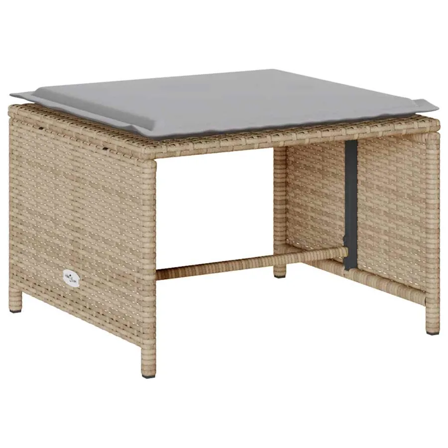 Salon de jardin 5 pcs avec coussins empilable beige polyrotin - 7