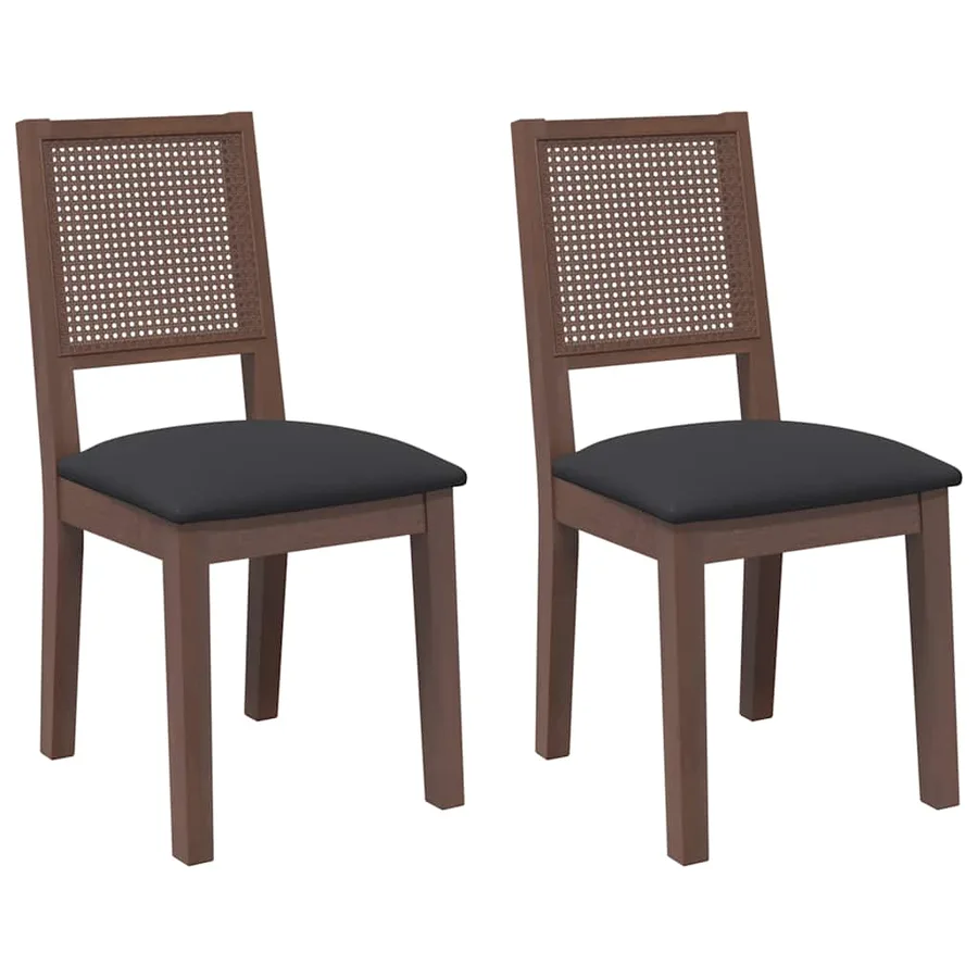 Chaises à manger coussins 2 pcs marron bois massif caoutchouc - 2