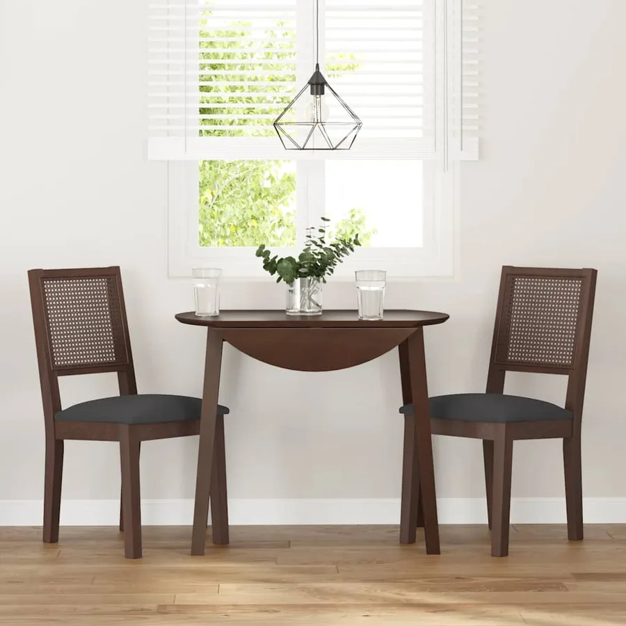 Chaises à manger coussins 2 pcs marron bois massif caoutchouc - 3