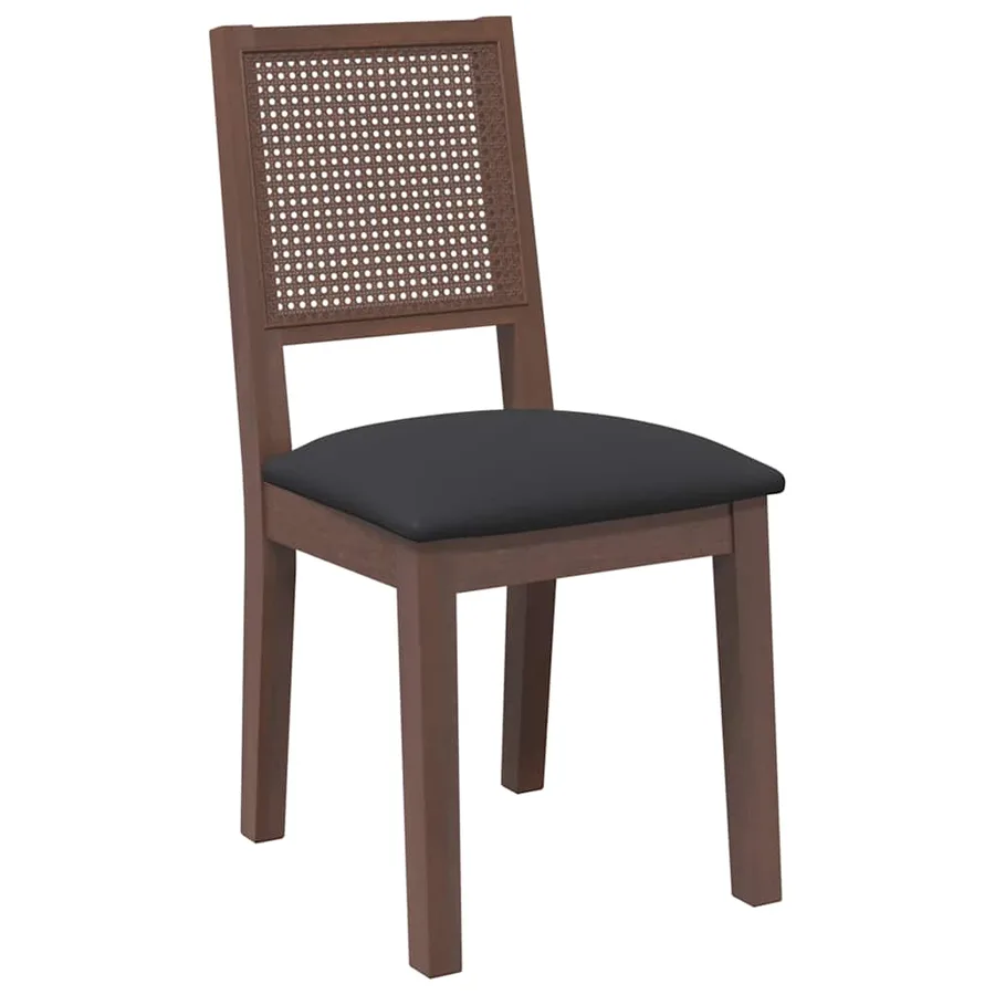 Chaises à manger coussins 2 pcs marron bois massif caoutchouc - 4