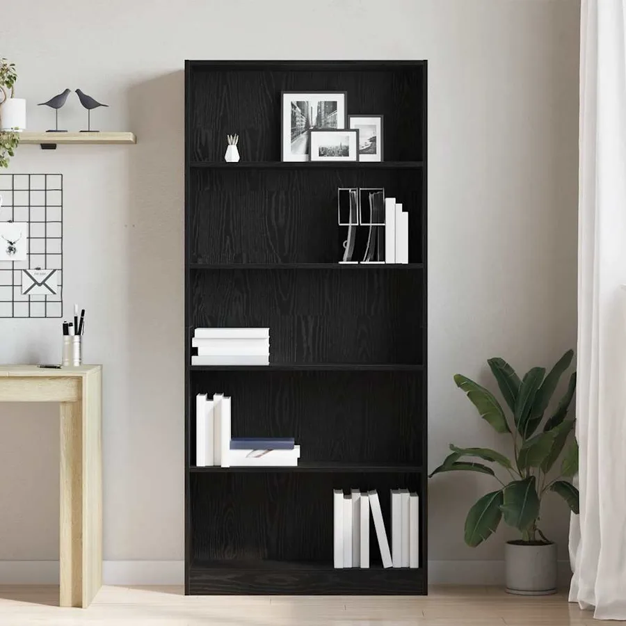 Bibliothèque chêne noir 80x24x176 cm bois d'ingénierie - 3