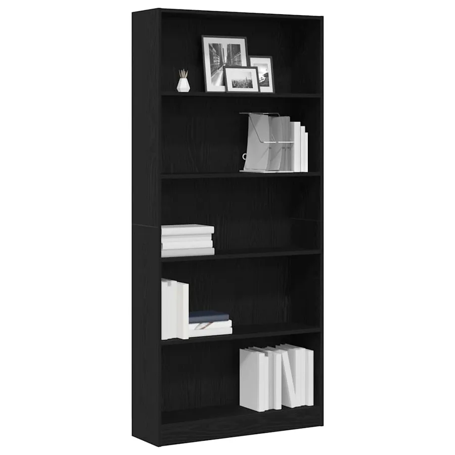 Bibliothèque chêne noir 80x24x176 cm bois d'ingénierie - 7