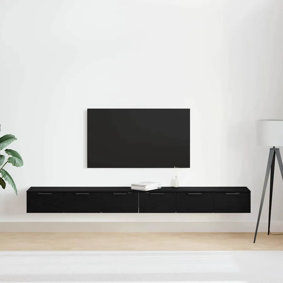 Meuble mural avec tiroir 2 pcs Chêne noir 102 x 30 x 20 cm - 4