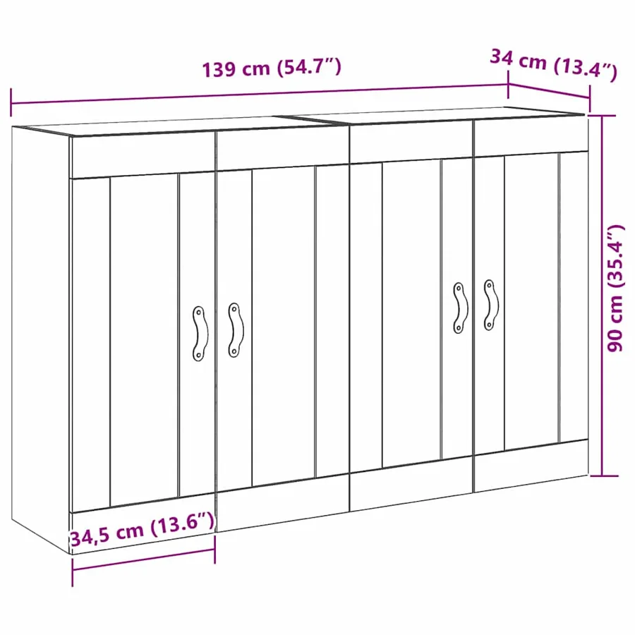 Cabinets muraux 2 pcs Chêne artisanal 69,5 x 34 x 90 cm - 14