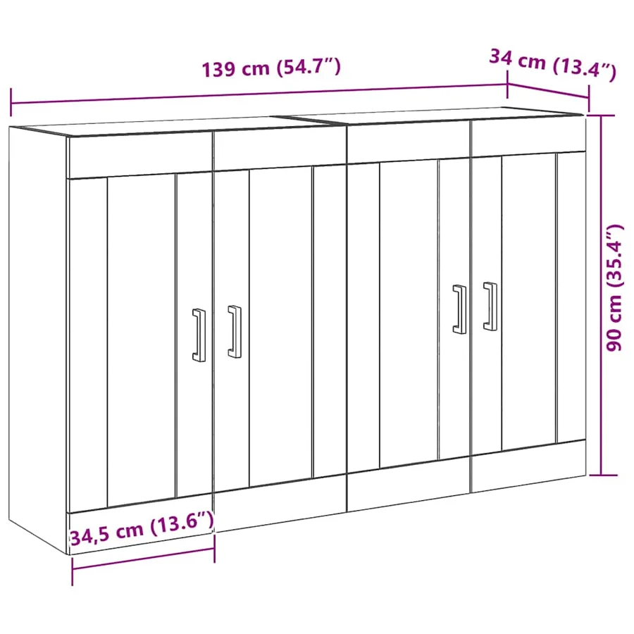 Cabinets muraux 2 pcs Chêne noir 69,5 x 34 x 90 cm - 13