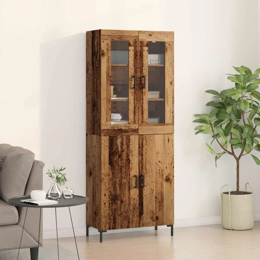 Haut Armoire 2 pcs Bois ancien 69,5 x 34 x 180 cm