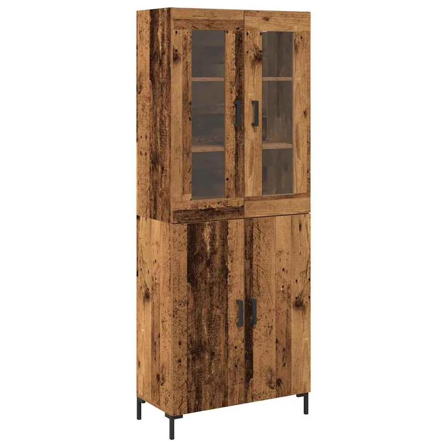 Haut Armoire 2 pcs Bois ancien 69,5 x 34 x 180 cm - 2