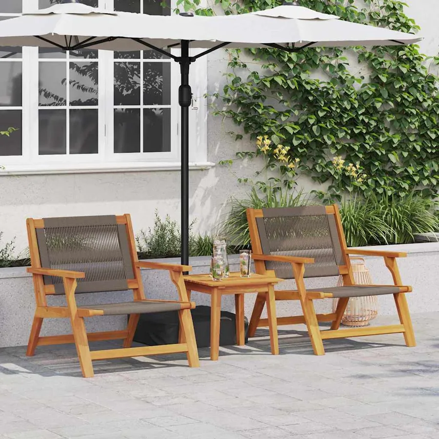 Chaises de jardin avec table 3 pcs Noir Bois d'Acacia Massif - 12