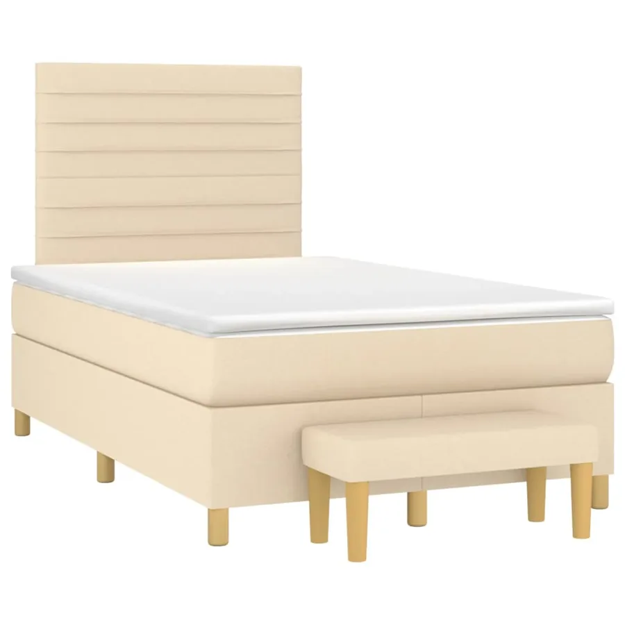 Sommier à lattes de lit avec matelas Crème 120x200 cm Tissu - 3