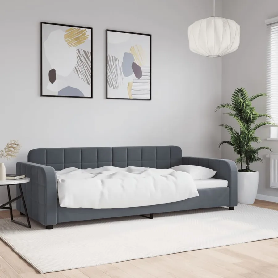 Lit de repos gris foncé 90x190 cm velours
