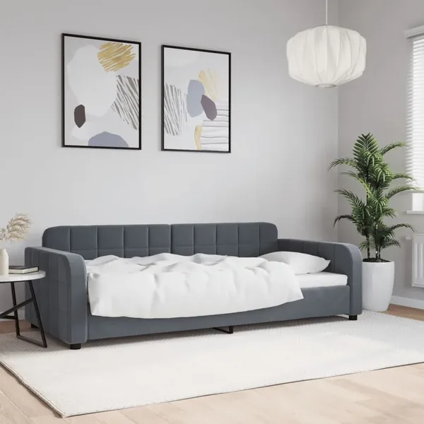 Lit de repos gris foncé 90x190 cm velours