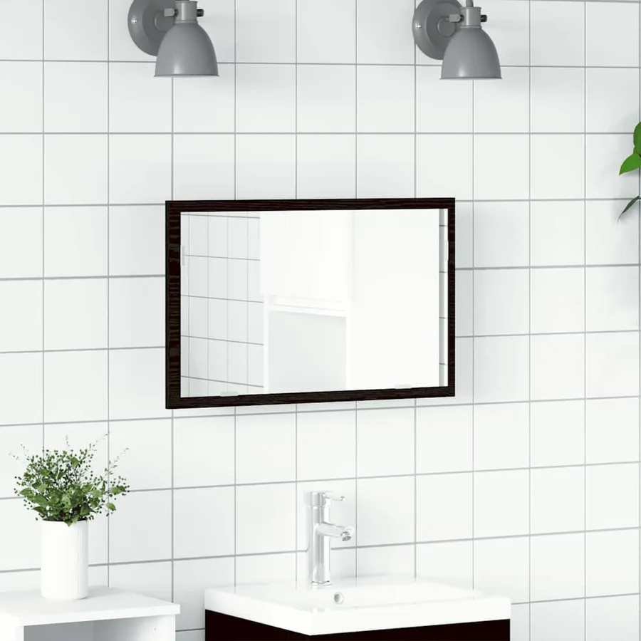 Miroir de salle de bain avec éclairage LED en chêne noir 60 x 8,5 x 37 cm - 4