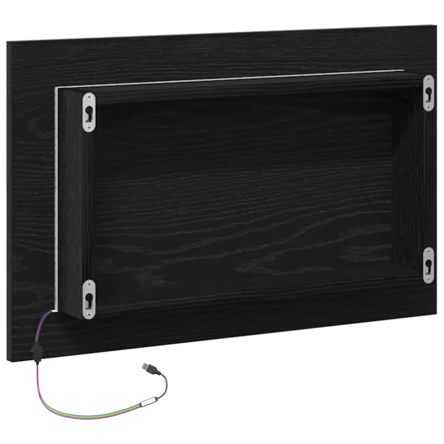 Miroir de salle de bain avec éclairage LED en chêne noir 60 x 8,5 x 37 cm - 8