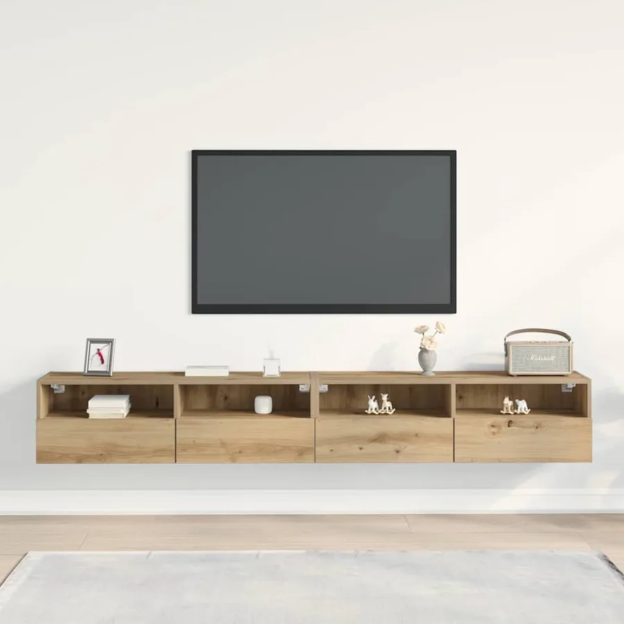 Meuble TV mural 2 pcs chêne artisanal Bois d'ingénierie - 4