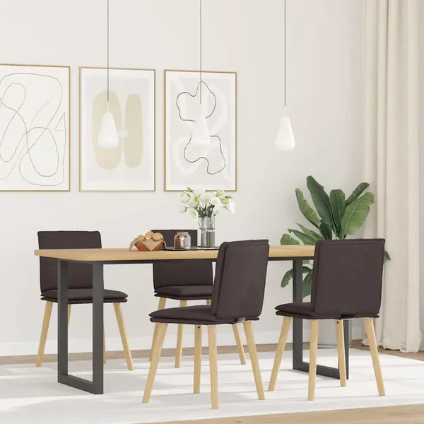 Chaises à manger lot de 4 marron foncé tissu